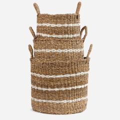 Southsea Banded Round Seagrass Basket