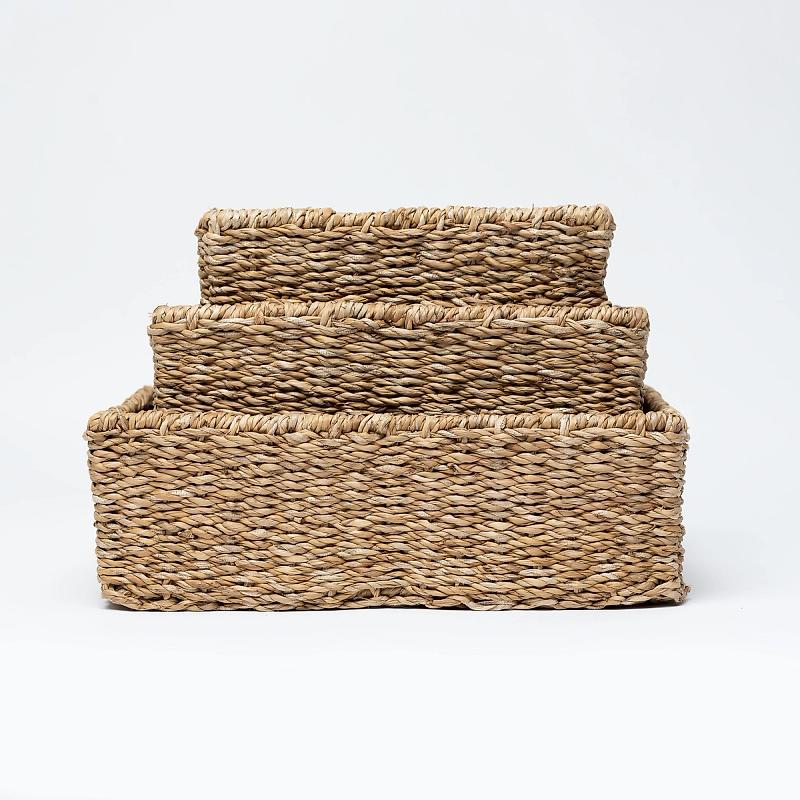 Newbury - Rectangular Shallow Seagrass Basket | Wicka