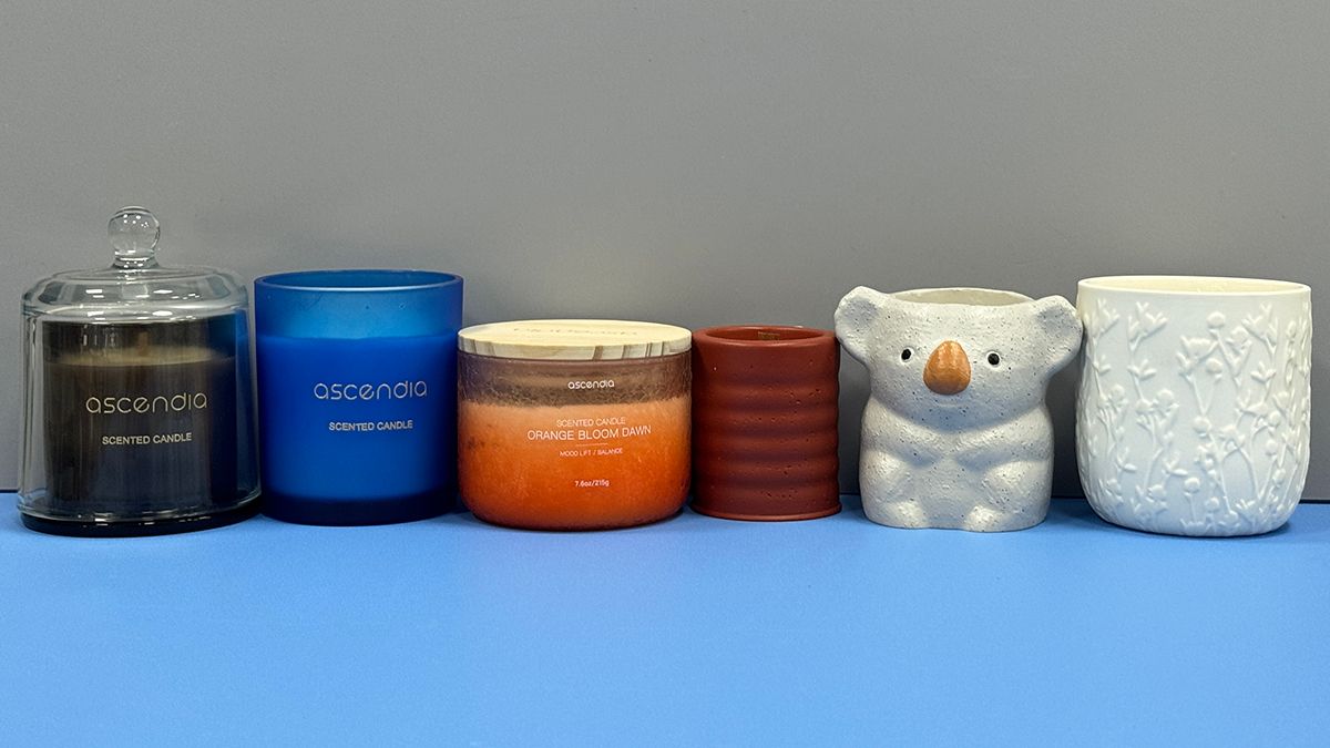 Jar candles in glass and ceramic vessels