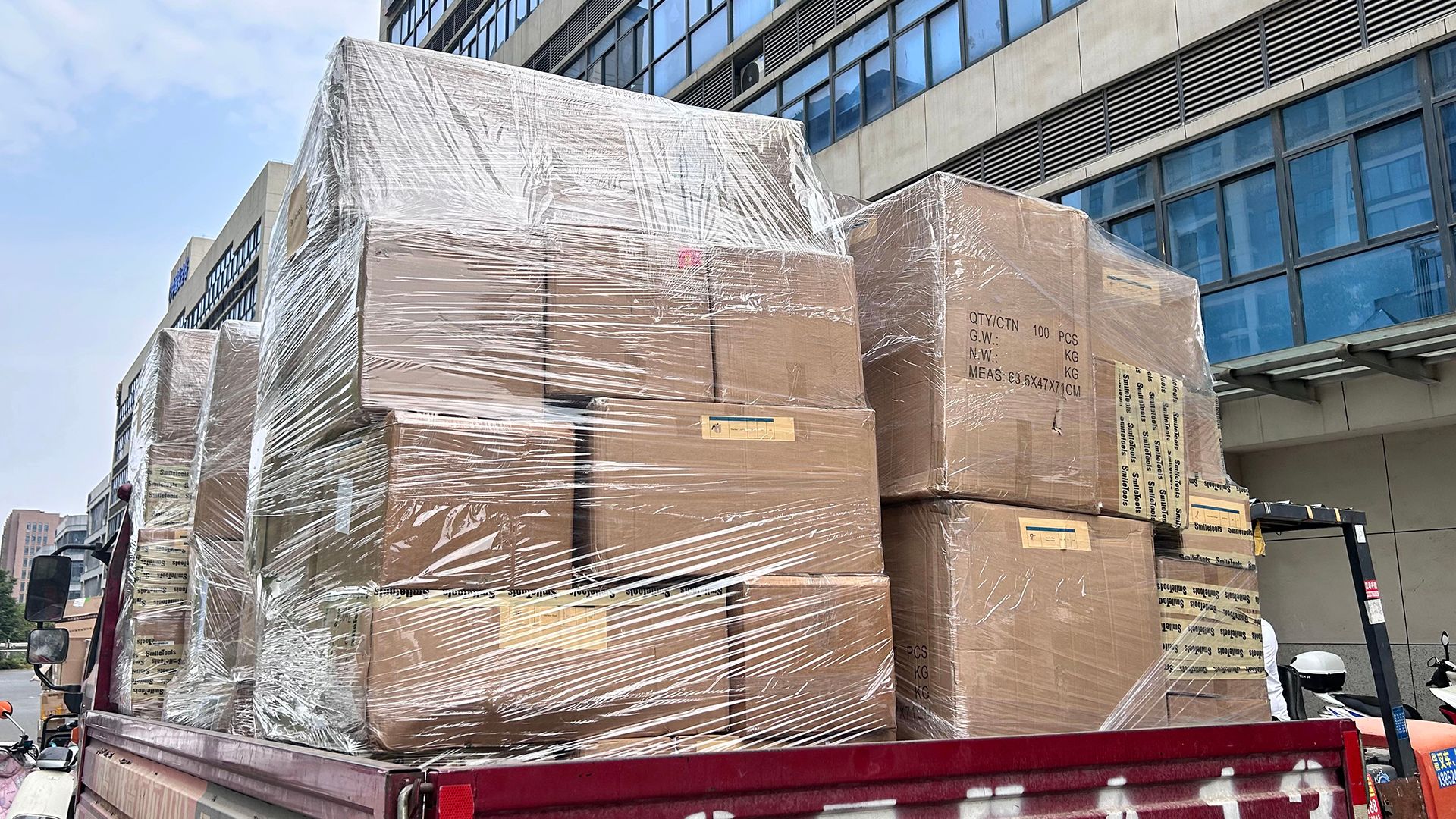 Cartons of finished candles ready to ship from the warehouse