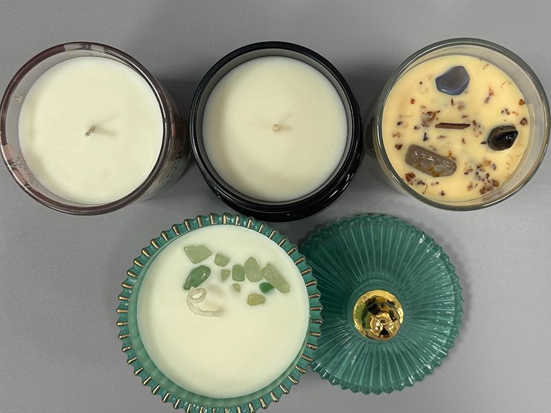 Jar candle surface detail across wax types