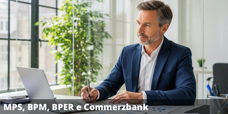 Possibile premio del 24,36% annuo con il certificate su Banca MPS, Banco BPM, BPER Banca e Commerzbank