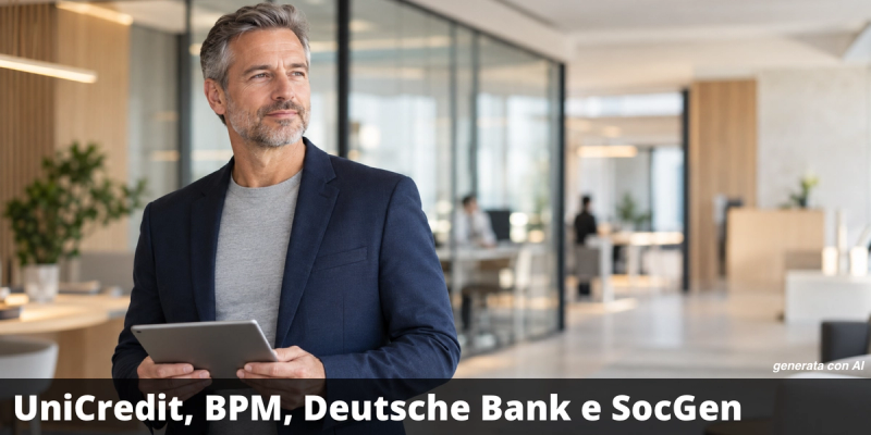 Possibile premio del 24% annuo con il certificate su UniCredit, Banco BPM, Deutsche Bank e Société Générale