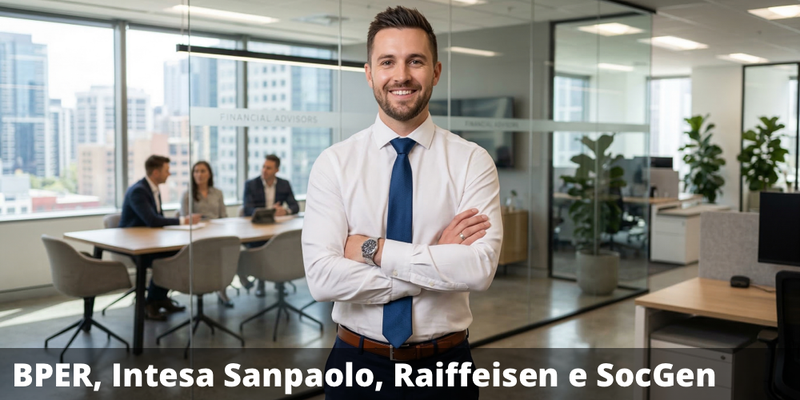 Possibile premio del 13,20% annuo con il certificate su BPER Banca, Intesa Sanpaolo, Raiffeisen Bank e Société Générale
