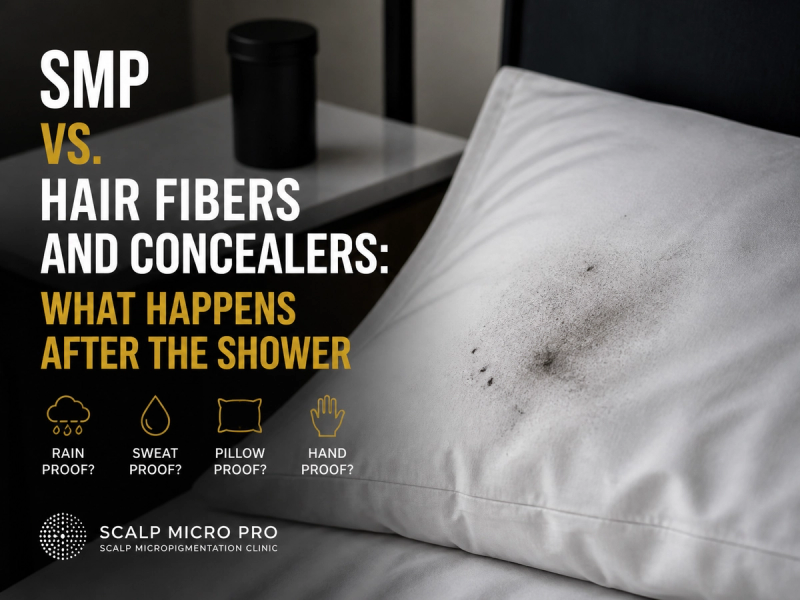 SMP vs. Hair Fibers and Concealers: What Happens After the Shower