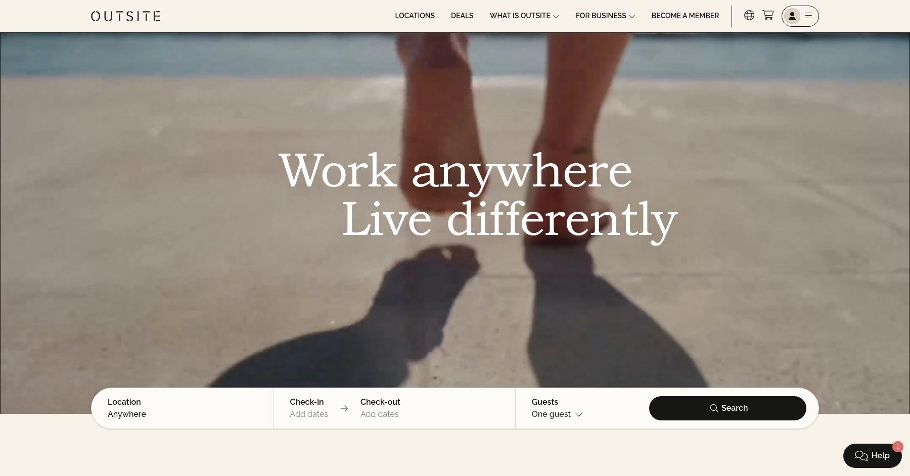 Outsite website homepage
