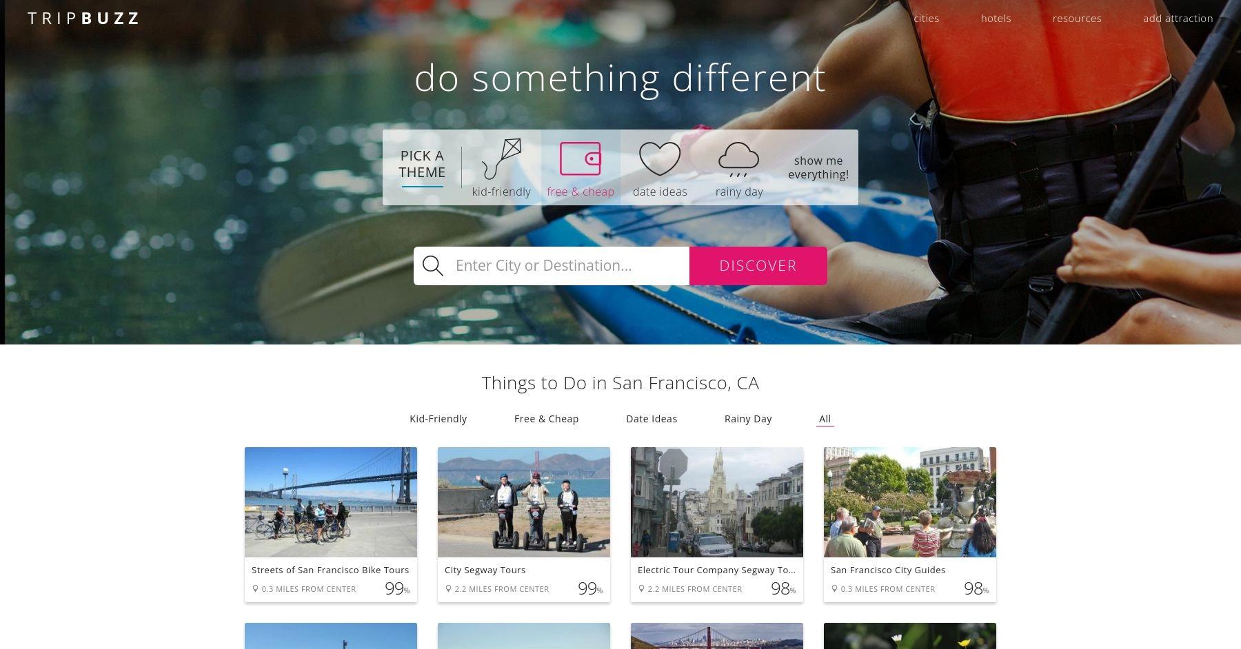 TripBuzz website homepage