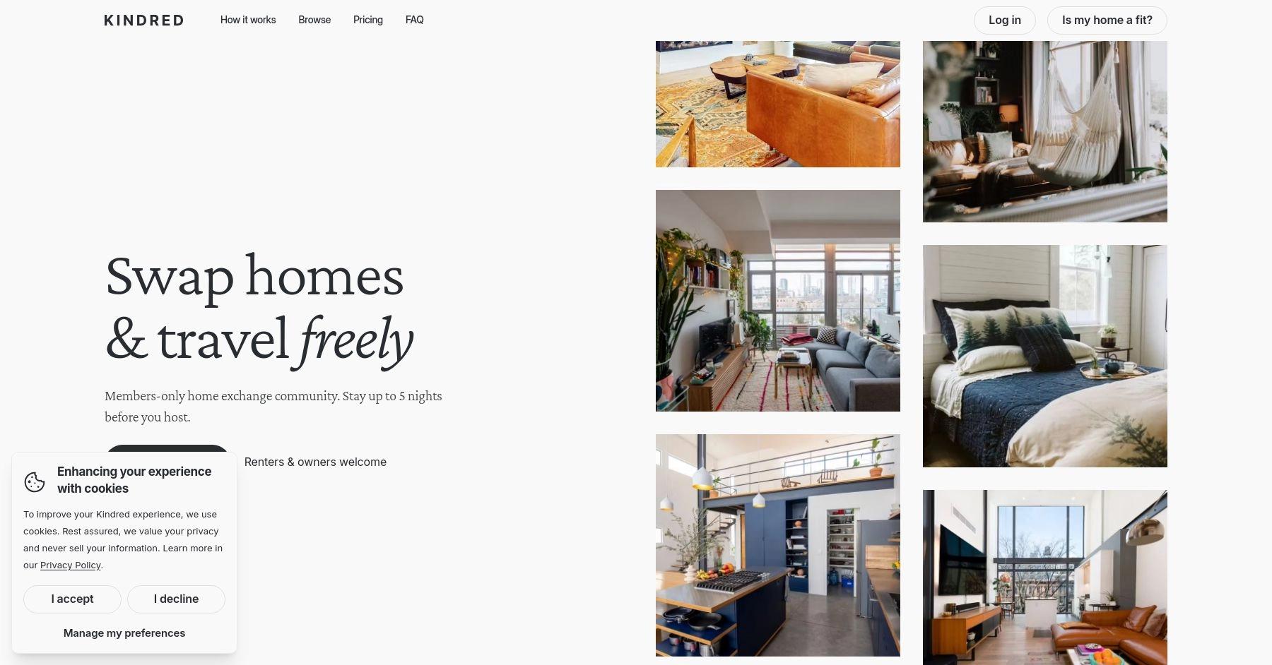 Kindred website homepage