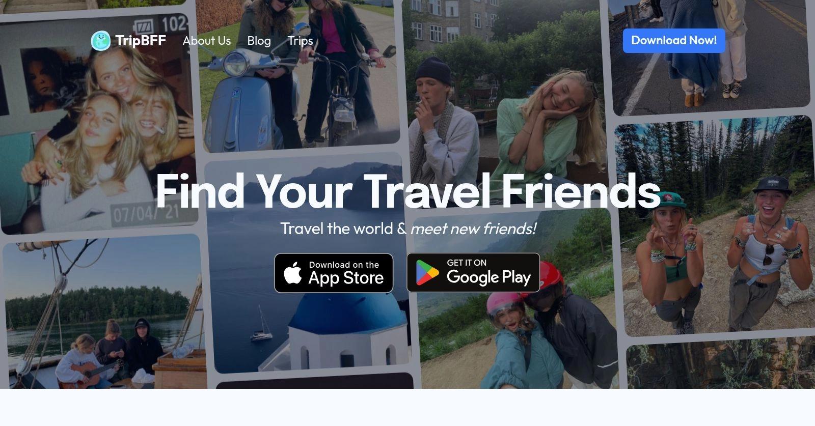 TripBFF website homepage
