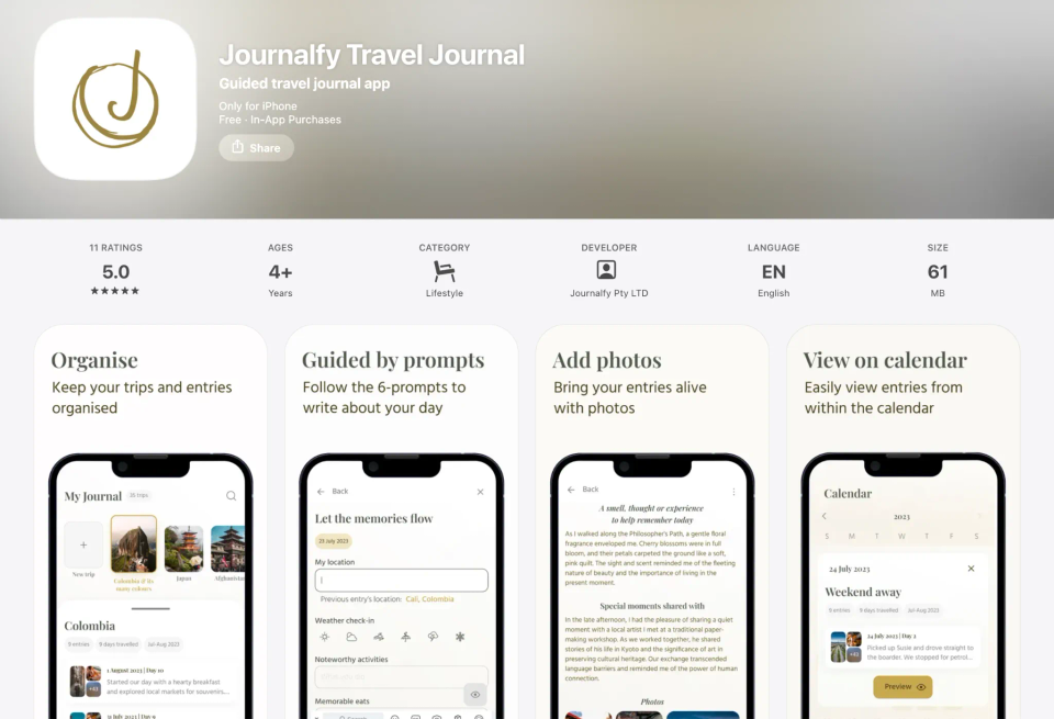 Journalfy app with QR codes for travelers