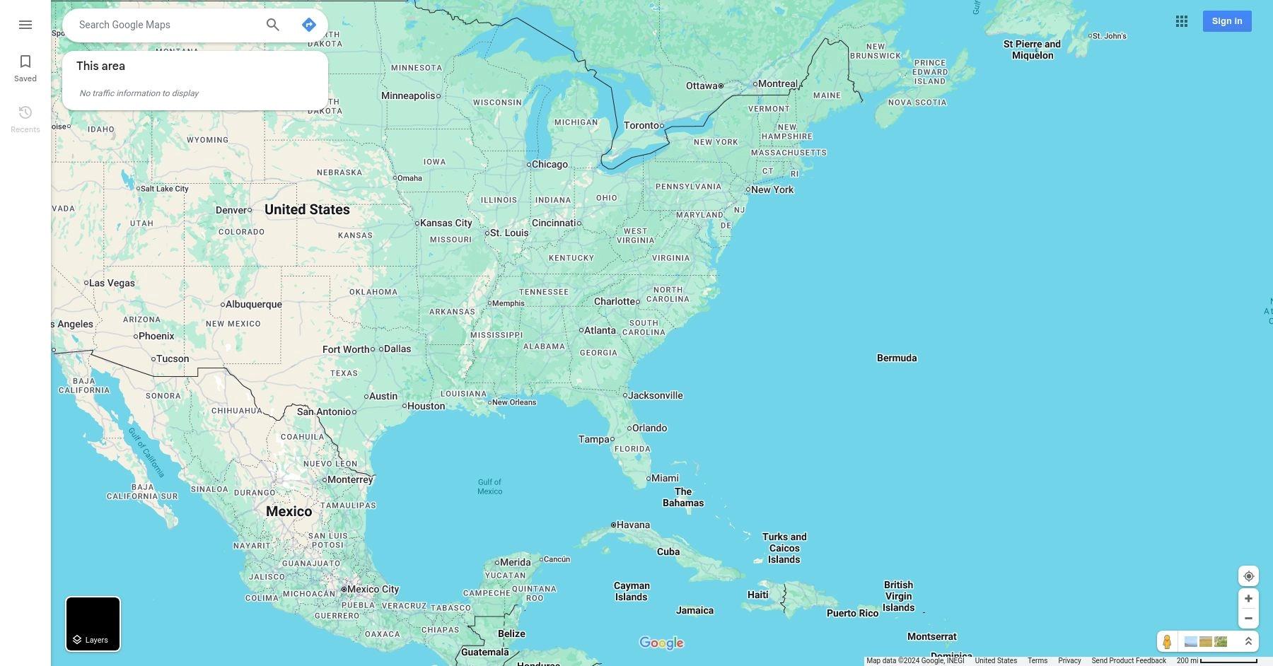 Google Maps website homepage