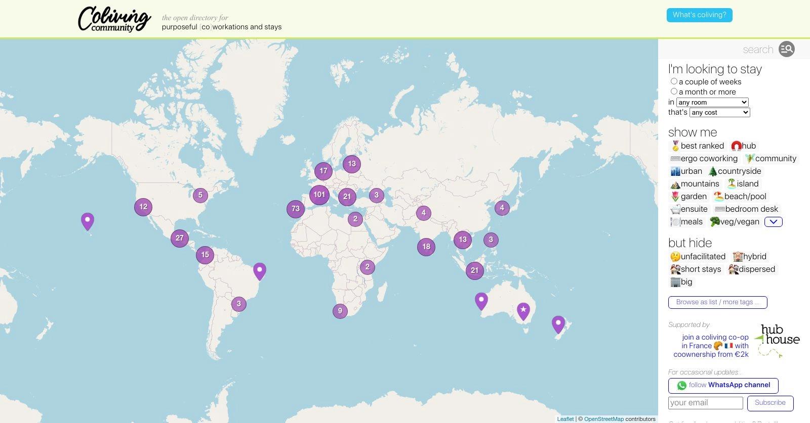 Coliving Community website homepage