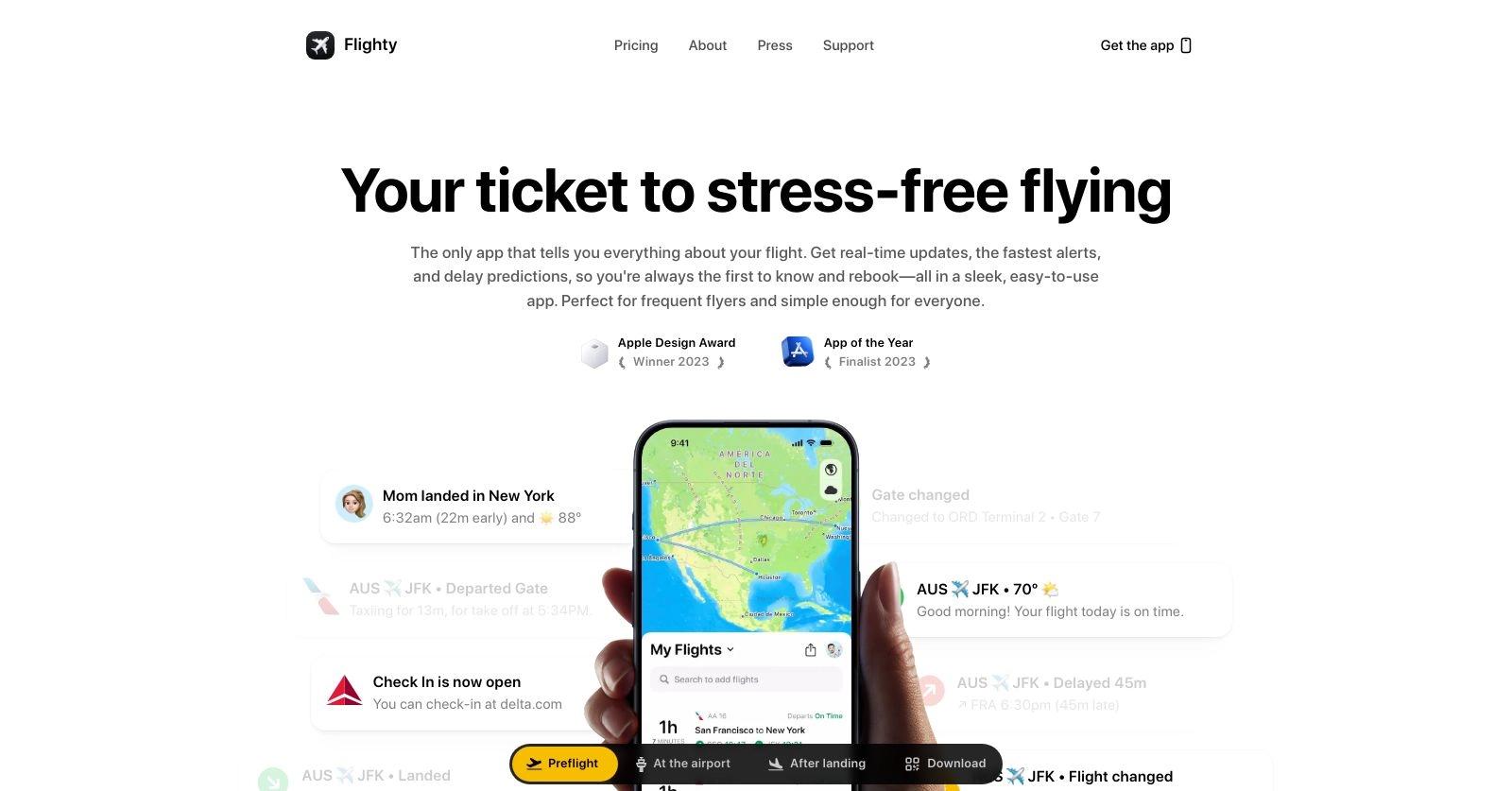 Flighty website homepage
