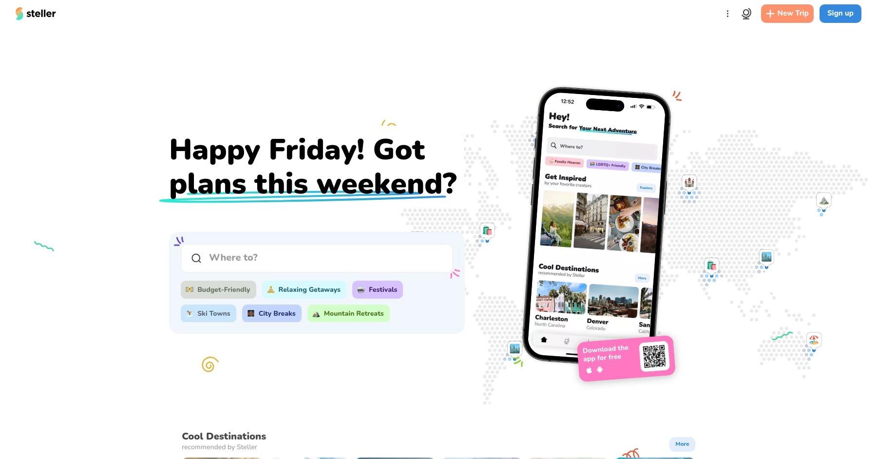 Steller website homepage