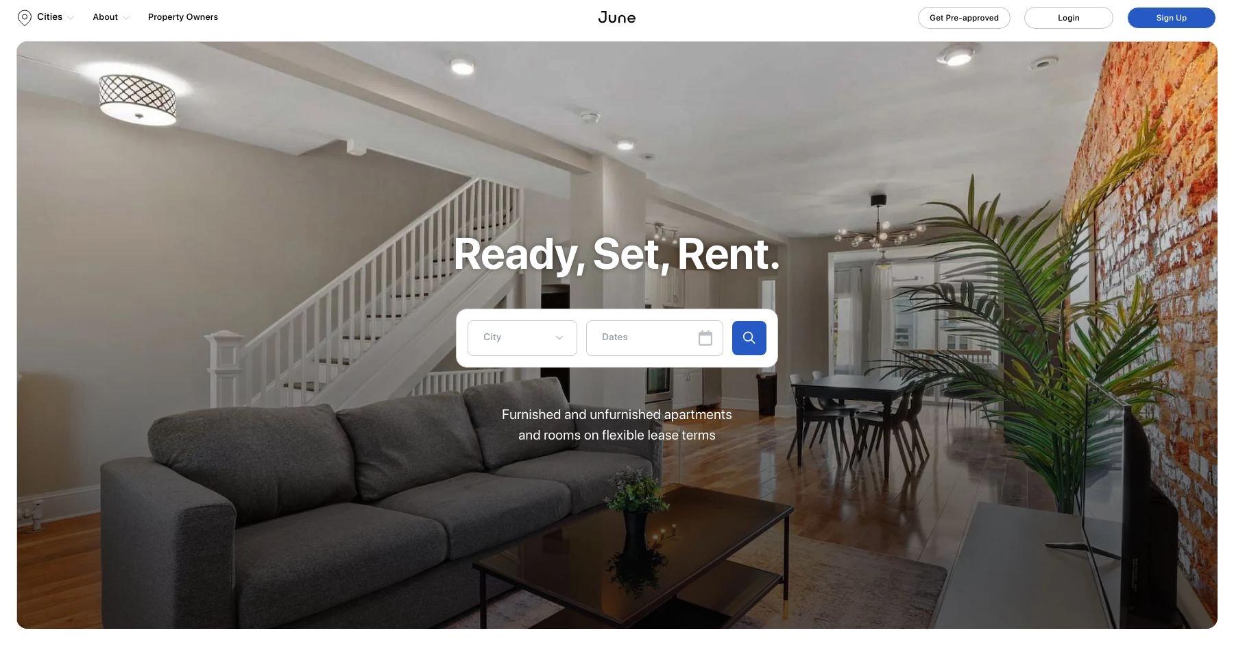 June Homes website homepage