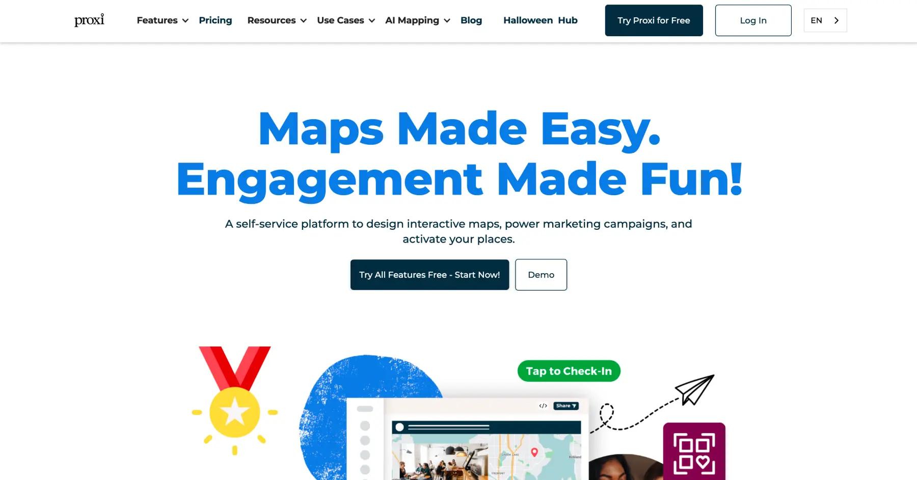 Proxi website homepage