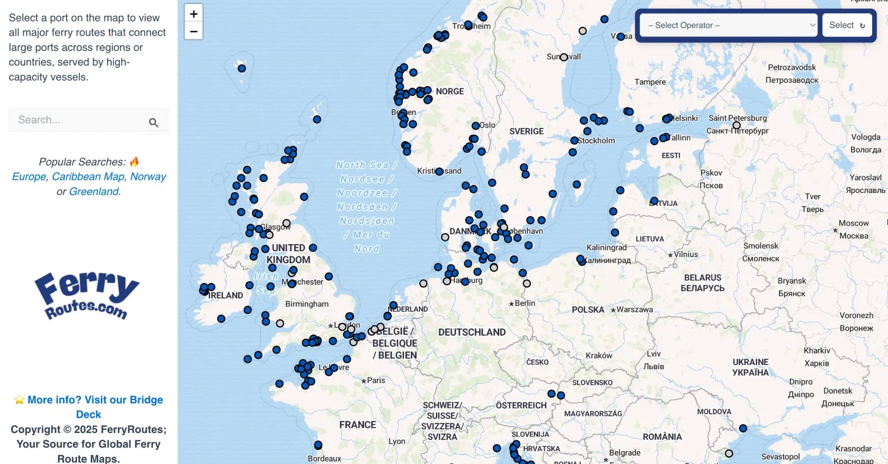 FerryRoutes.com website homepage