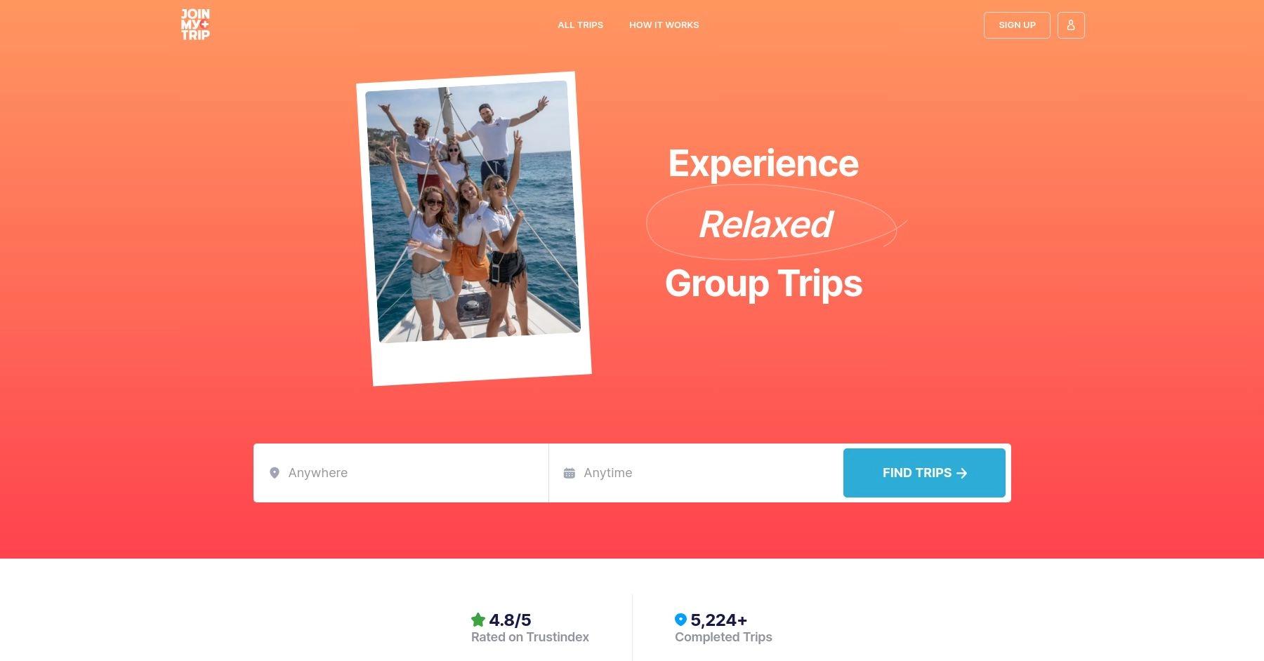 JoinMyTrip website homepage