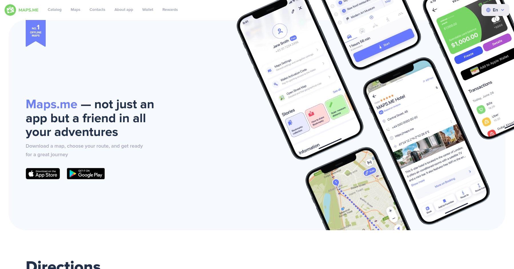 Maps.me website homepage