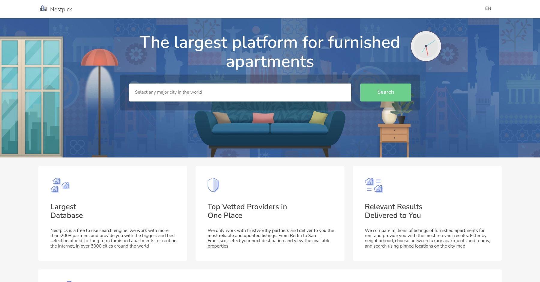 Nestpick website homepage