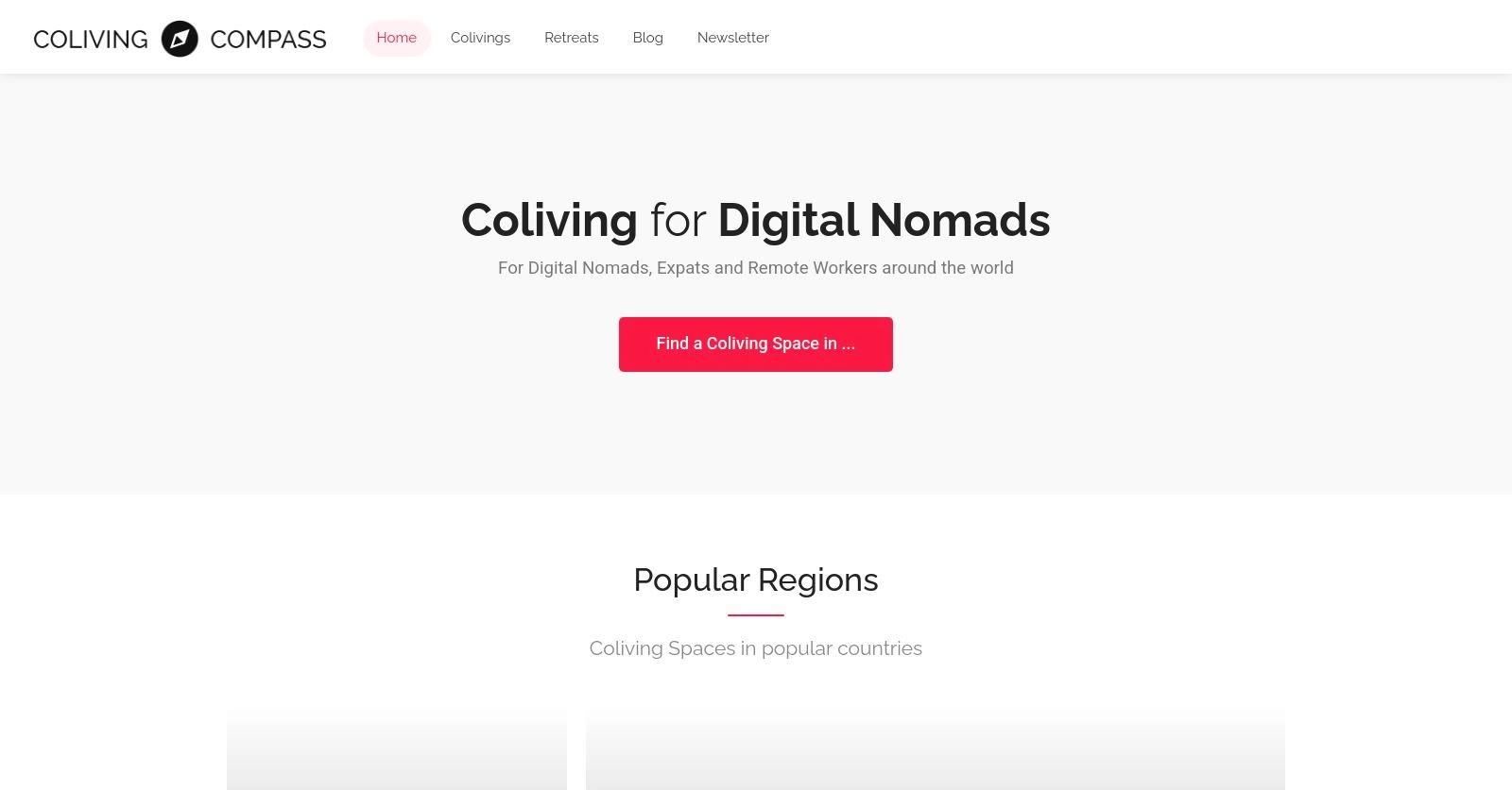 Coliving Compass website homepage