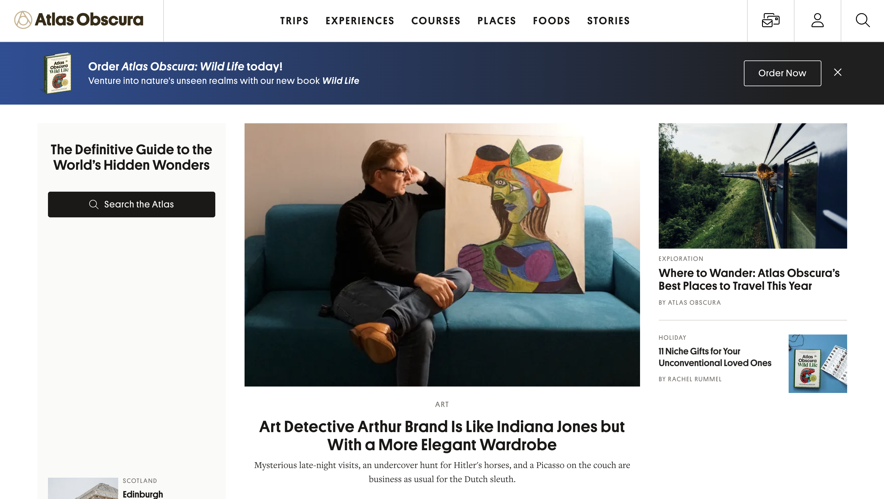 Atlas Obscura website homepage