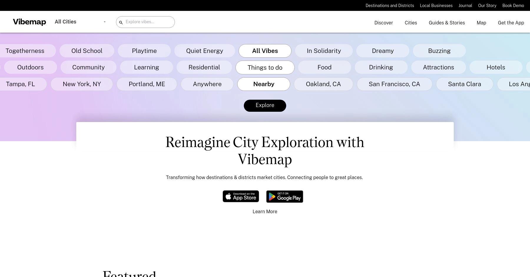 Vibemap website homepage