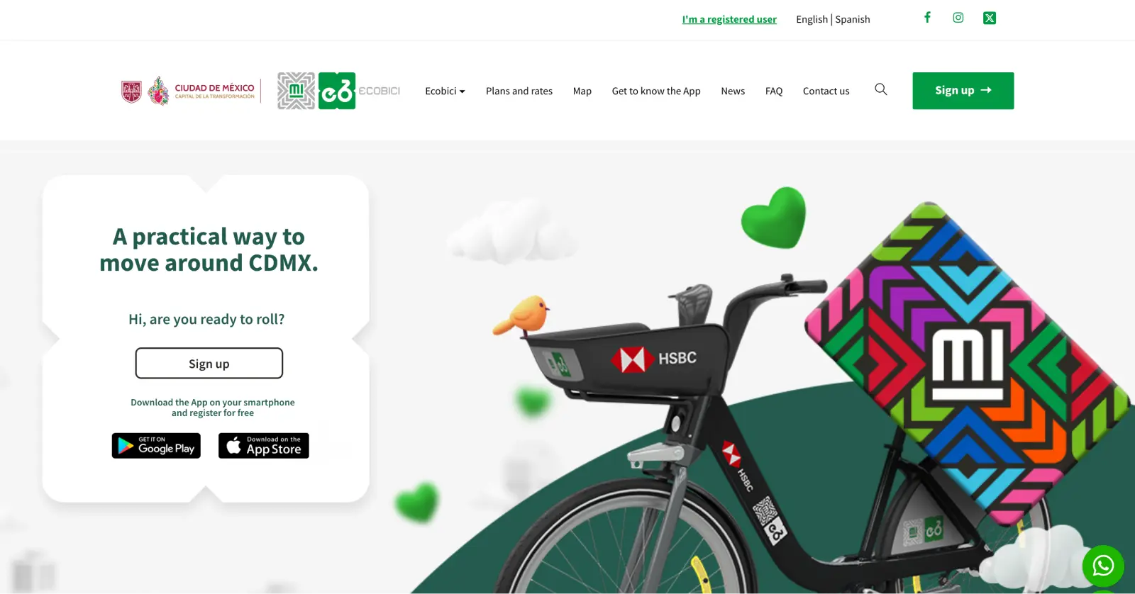 Ecobici website homepage