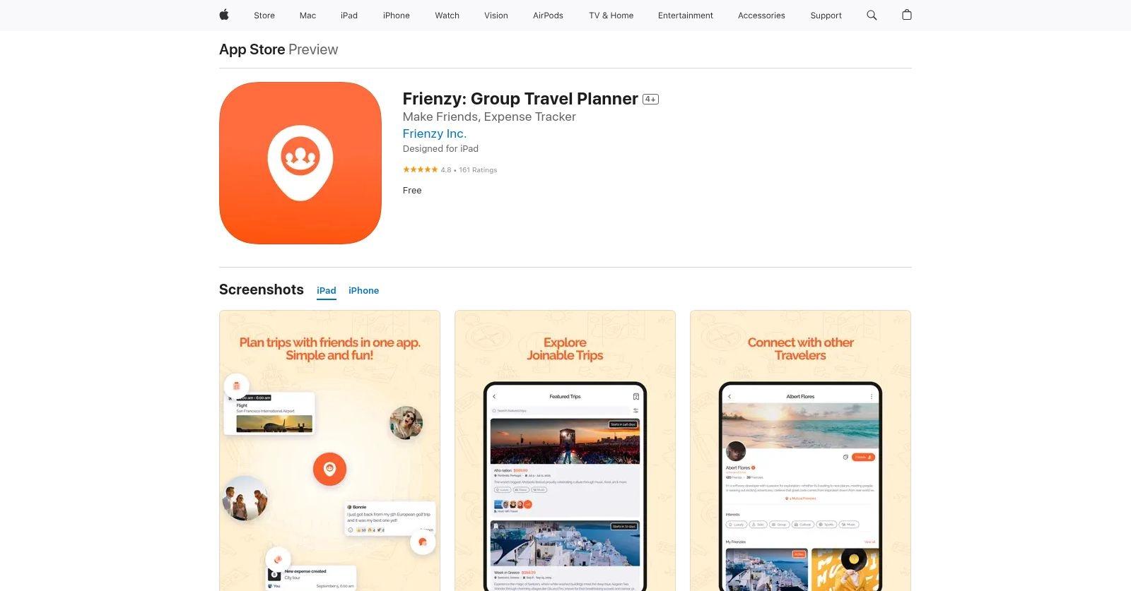 Frienzy website homepage