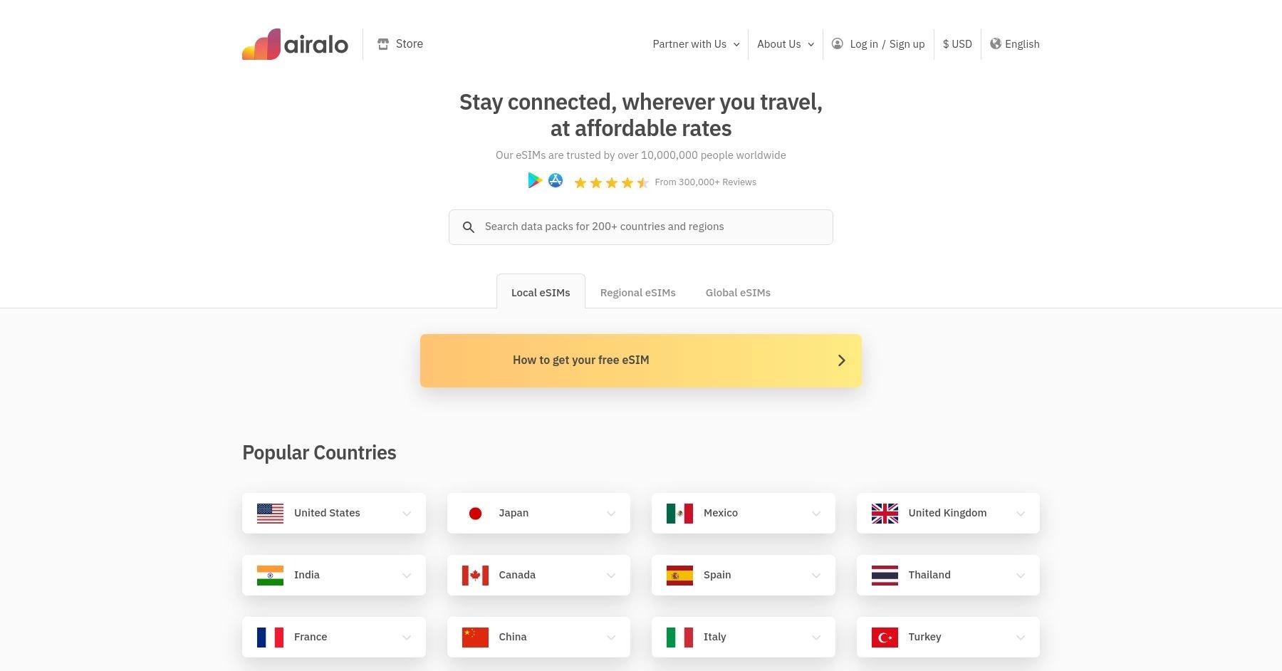 Airalo website homepage