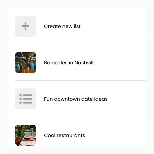 Save Attractions To Lists