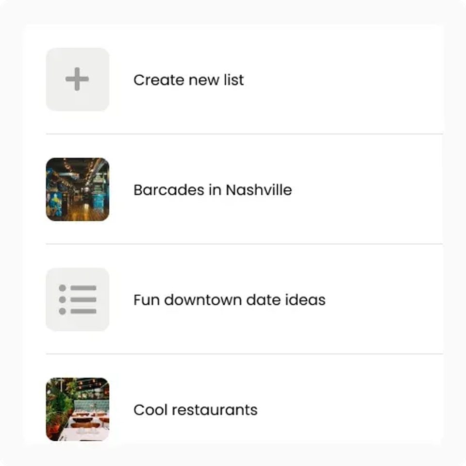 Save Attractions To Lists