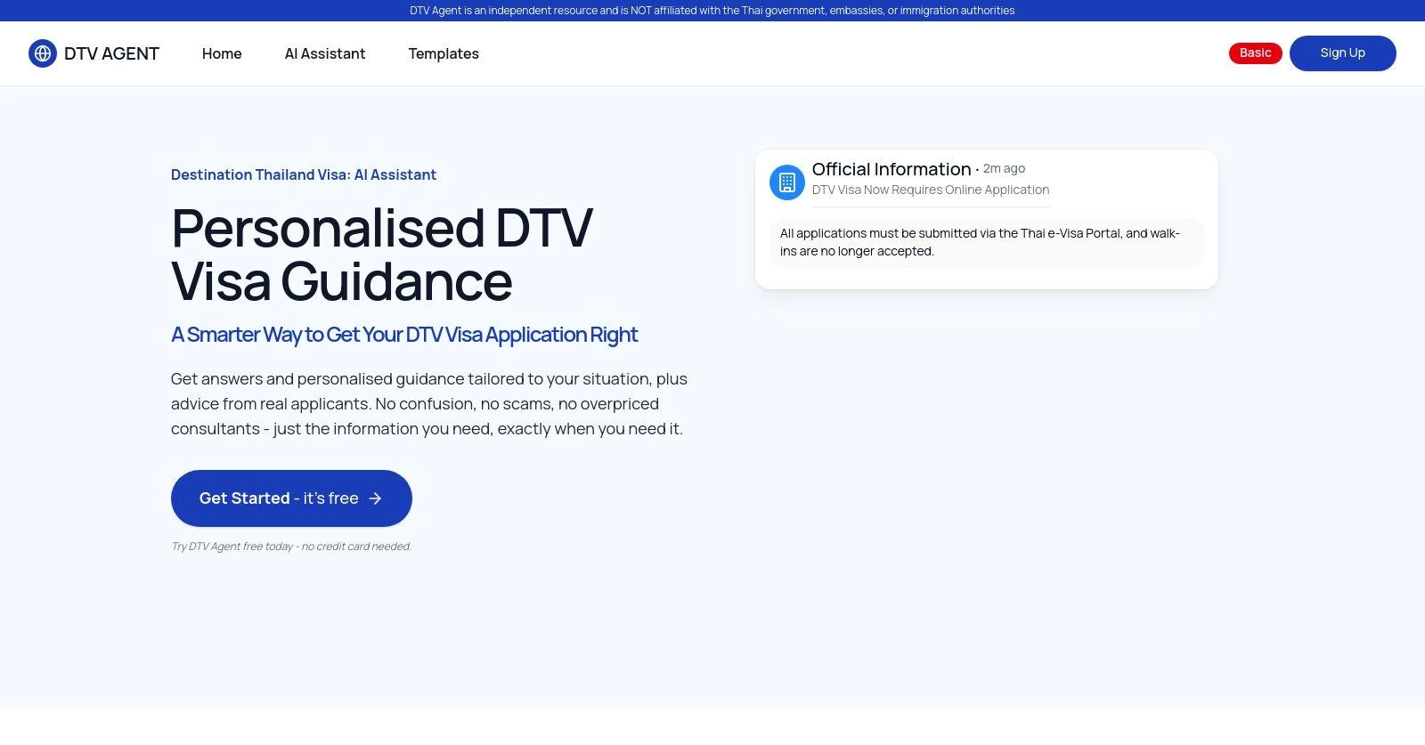 DTV Agent website homepage