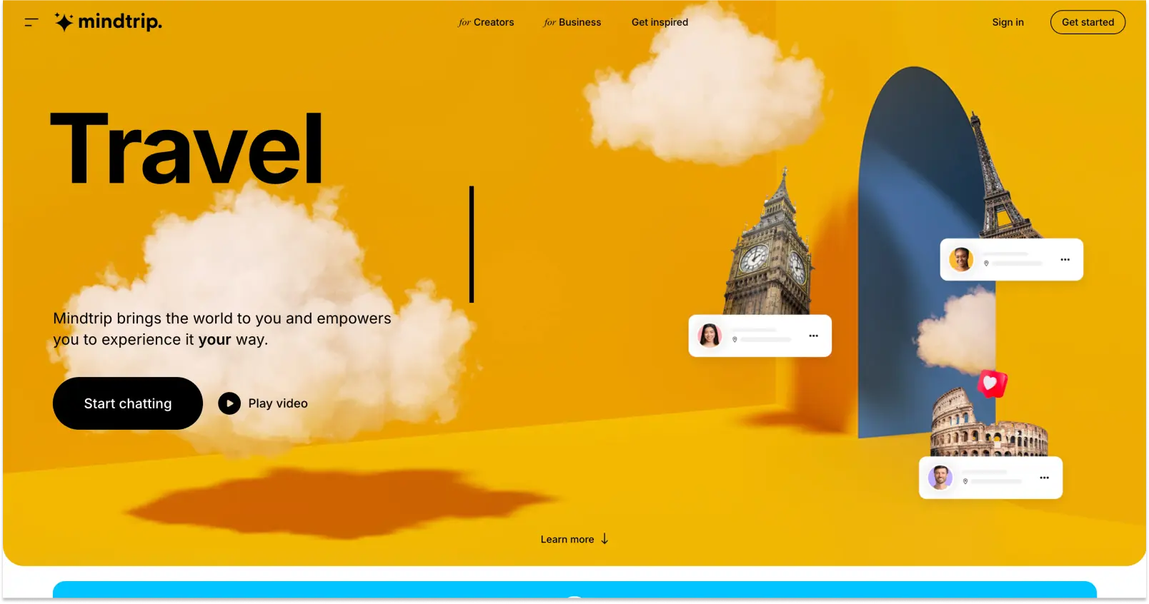Mindtrip website homepage