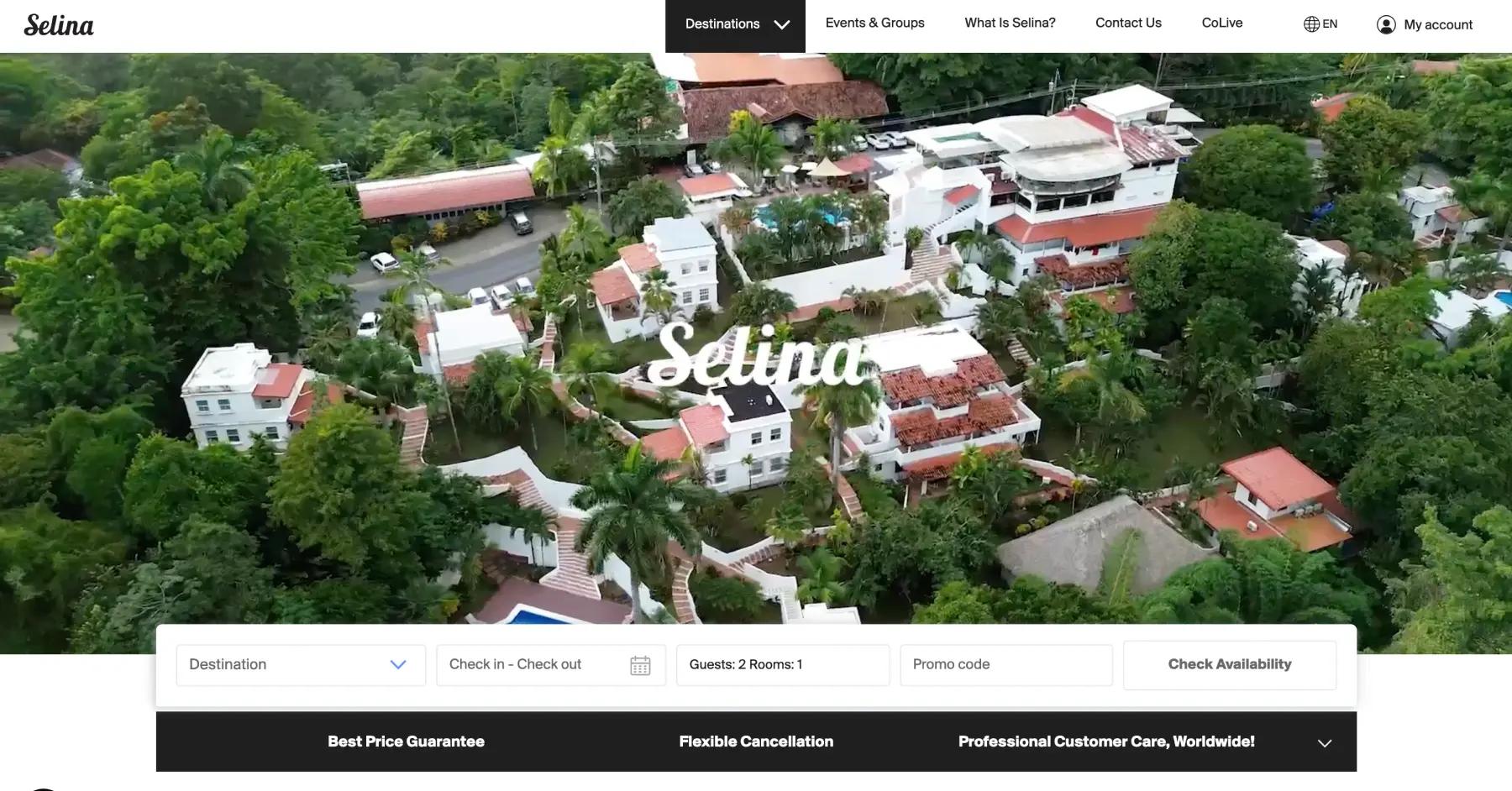 Selina website homepage