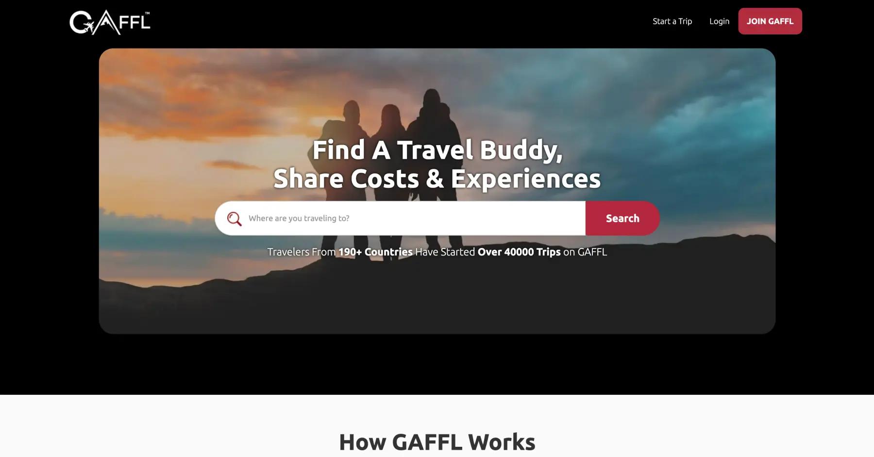 Gaffl website homepage