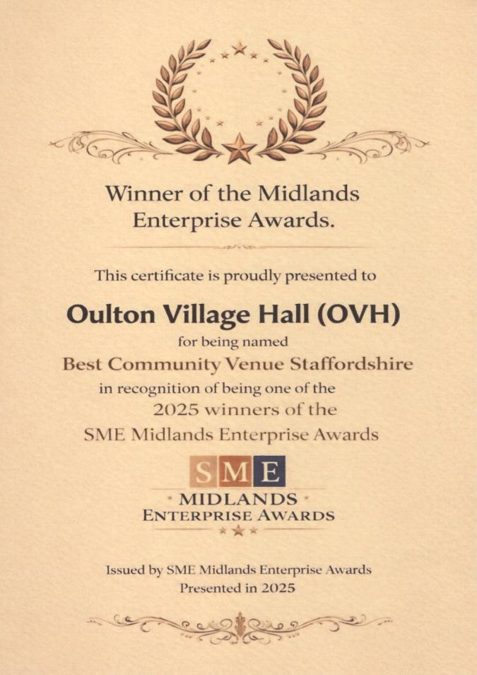 Cert for Midlands Enterprise Awards