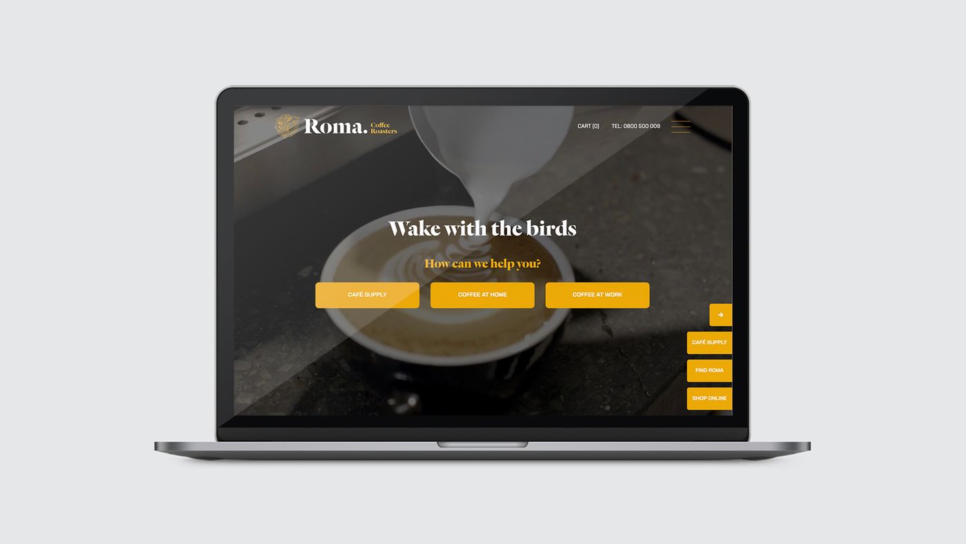Roma website on laptop
