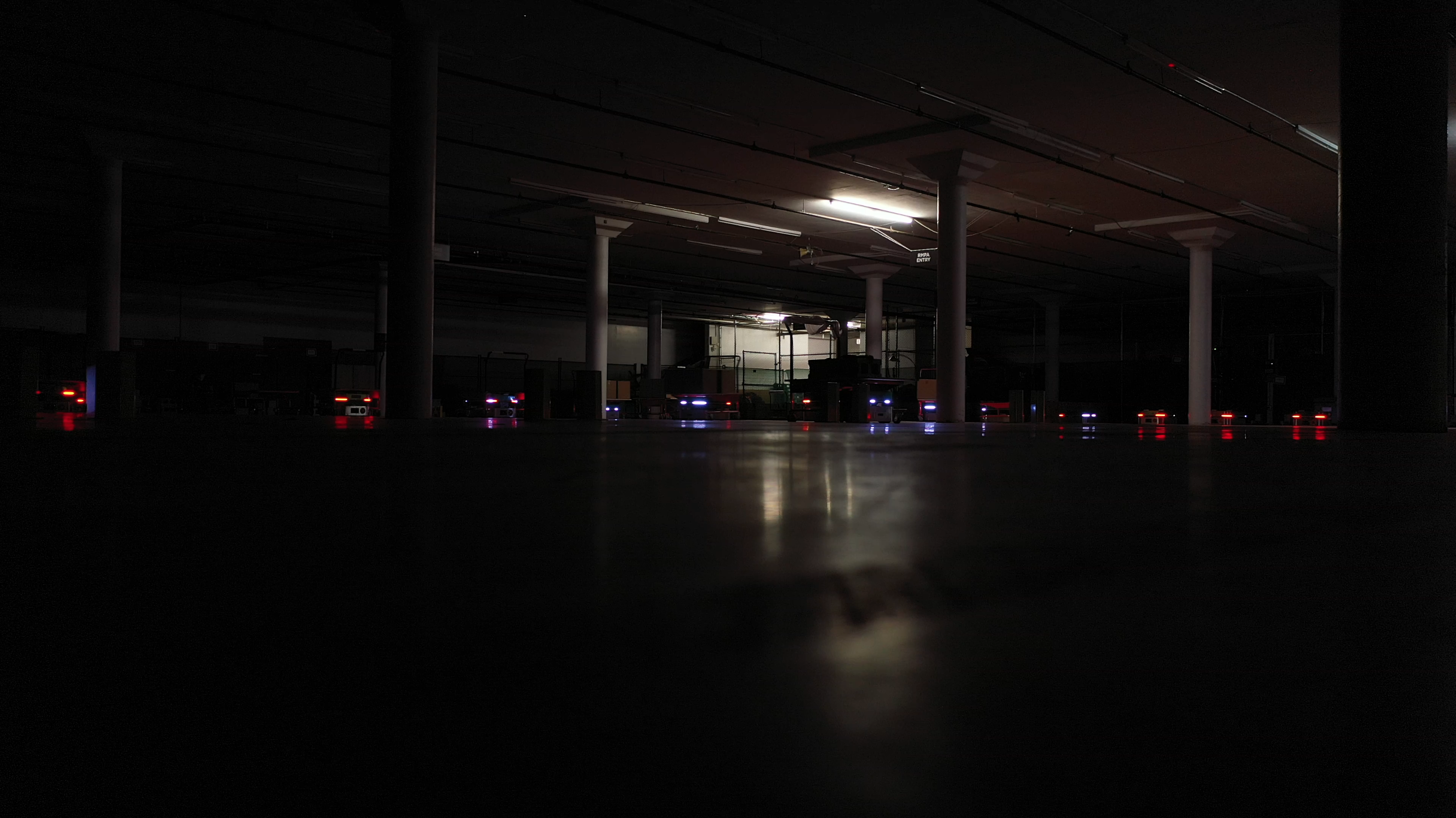 Image 1: We worked hard testing the deployment in the rented basement, and had some fun with the lights too!