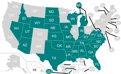 There are currently 28 U.S. states that prohibit union security agreements. Photo credit: wikipedia.com