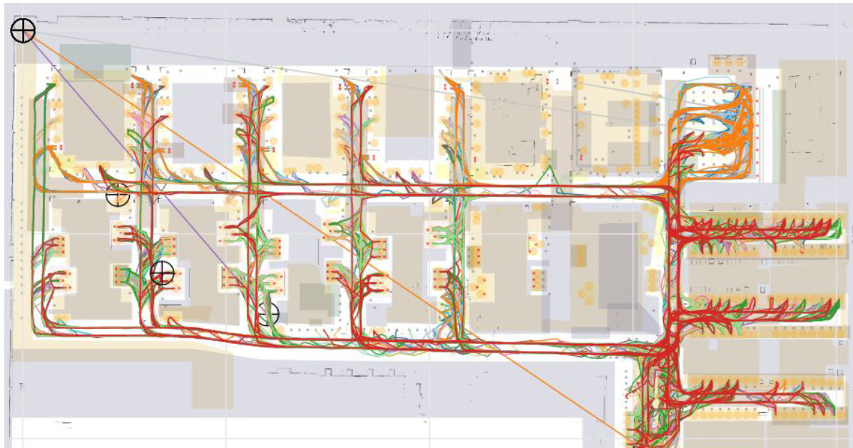 Image 2: A heatmap from the SAT, validating the traffic density of planned routes and ensuring consistency of AMR travel along the planned route.