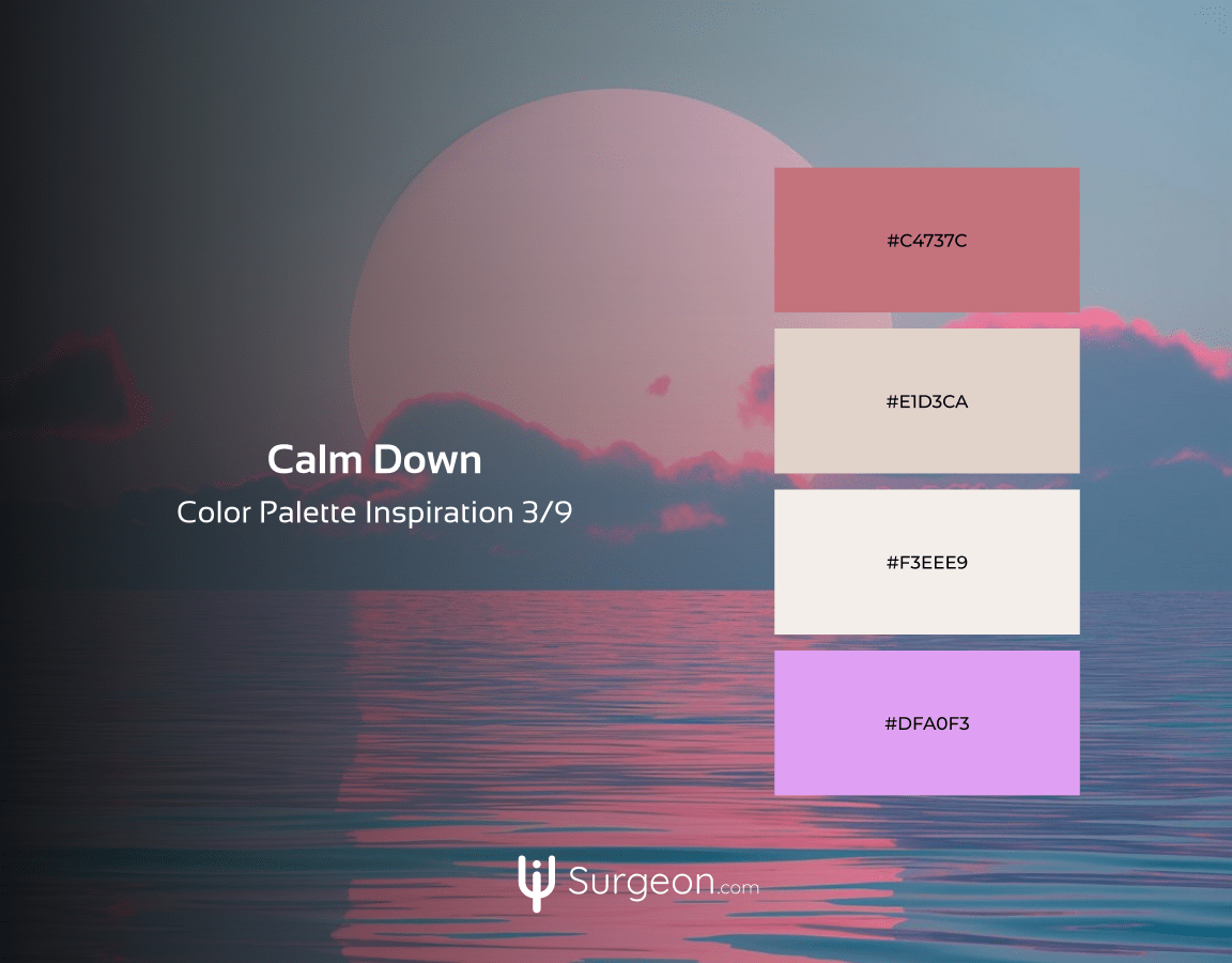 Calm Down - pink color palette for portfolio websites