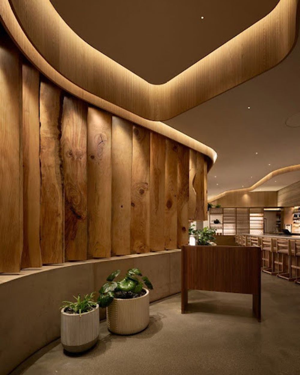 Cover photo for Angel City Lumber Press, Dezeen: ORA utilises LA's fallen street trees inside Uchi West Hollywood restaurant