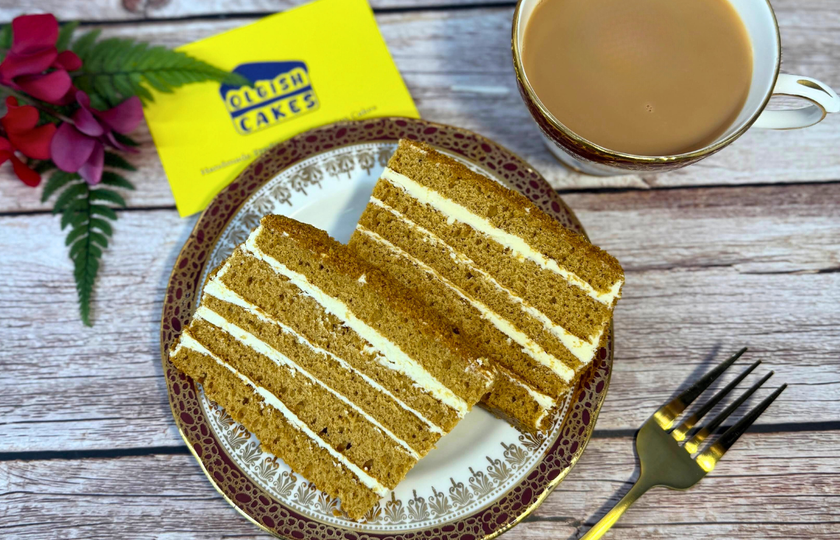 Top view of a cake by post gift box prepared for shipping