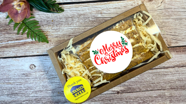 Christmas gift hamper with honey cake prepared for festive gifting