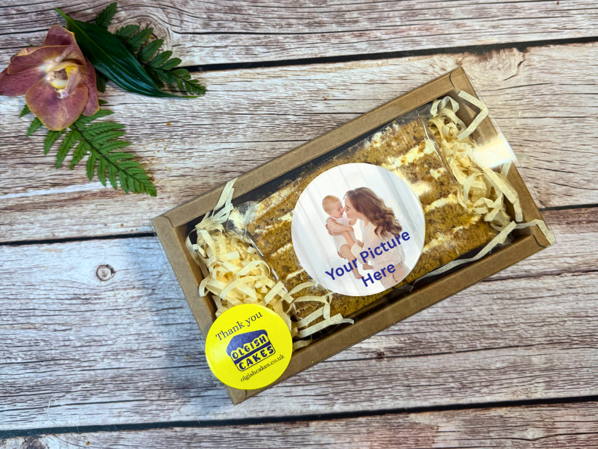 Birthday Gift by Post box with honey cake gift ready to send