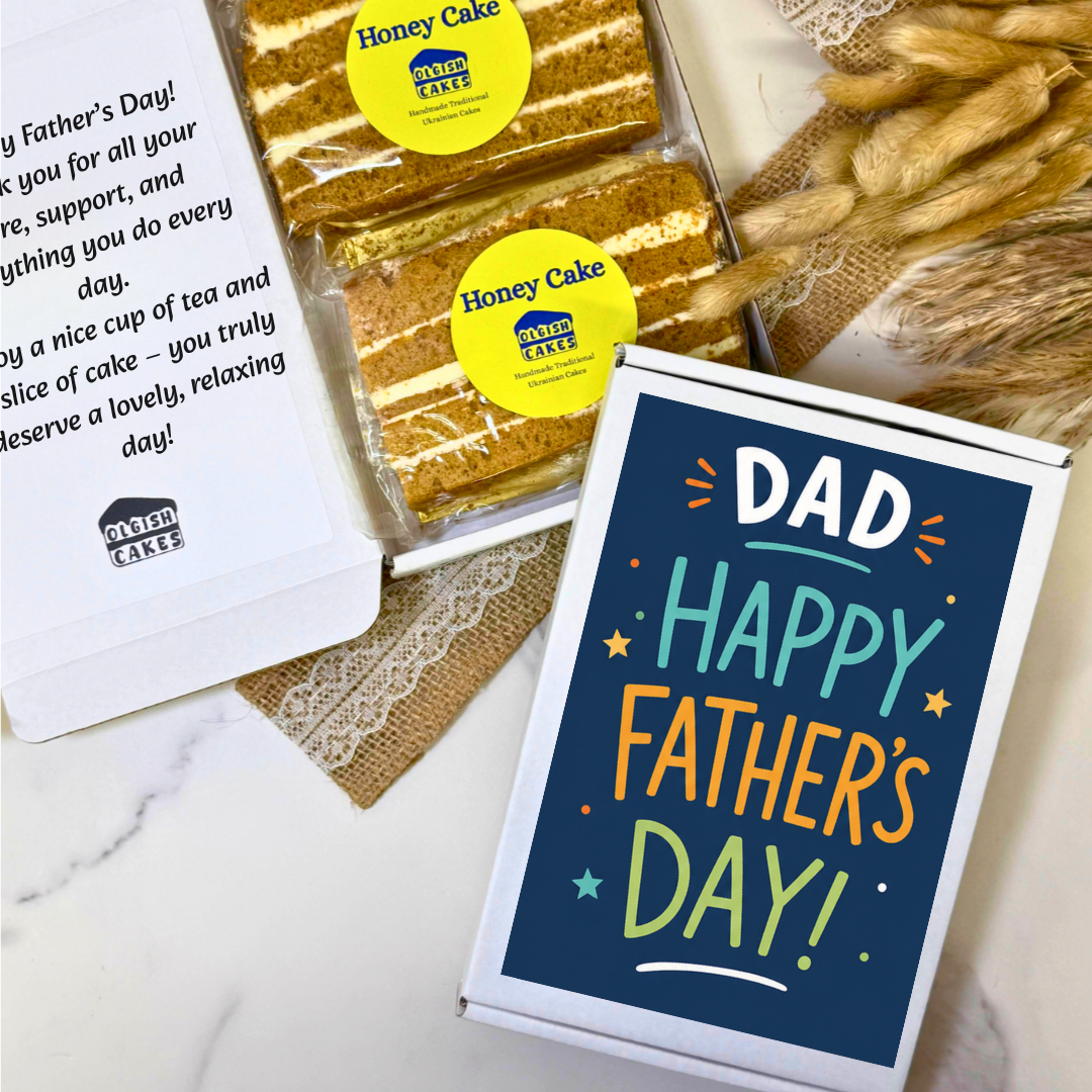 Honey Cake gift for Father with two handmade cake slices