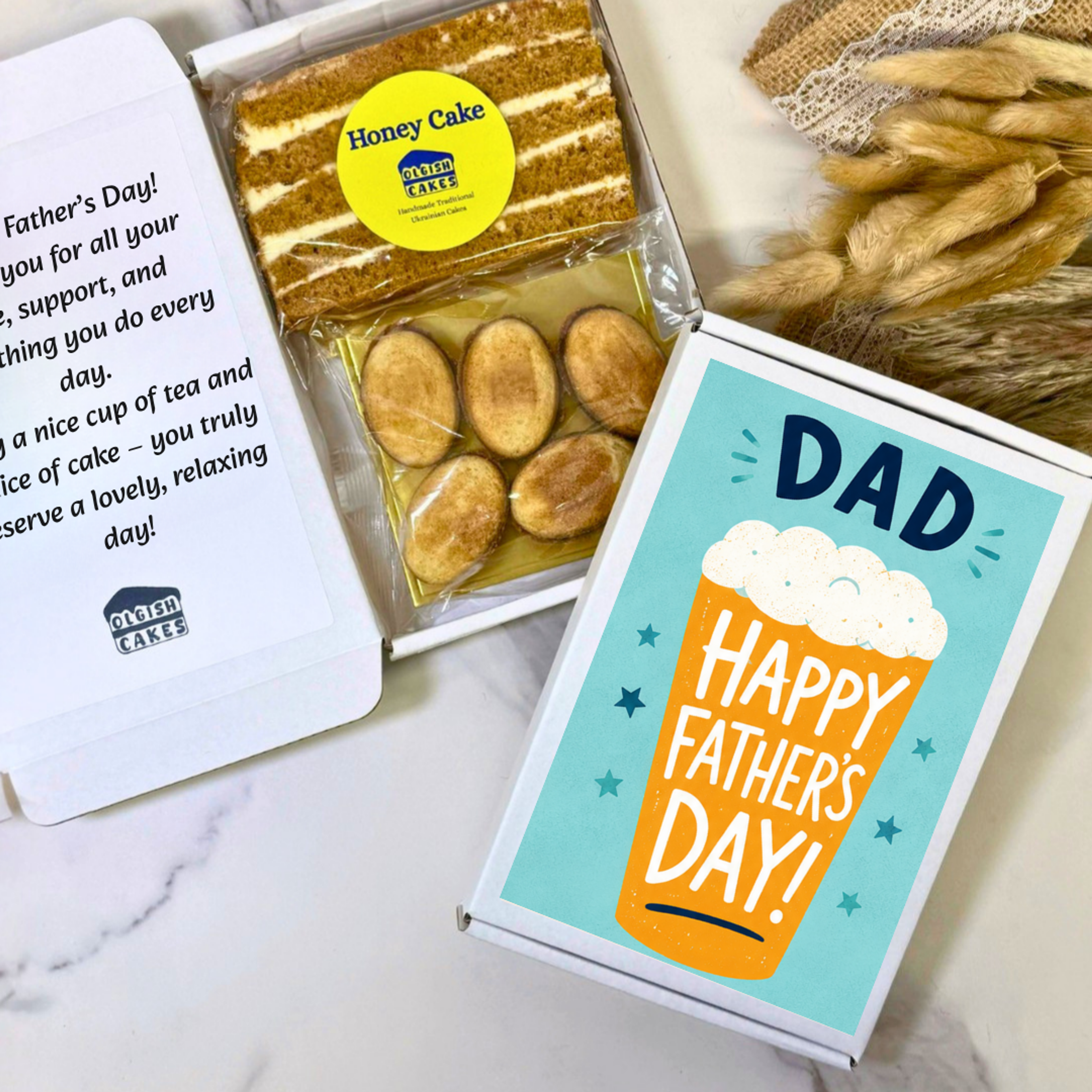 Personalised gift for Dad with Honey Cake and Horishky biscuits