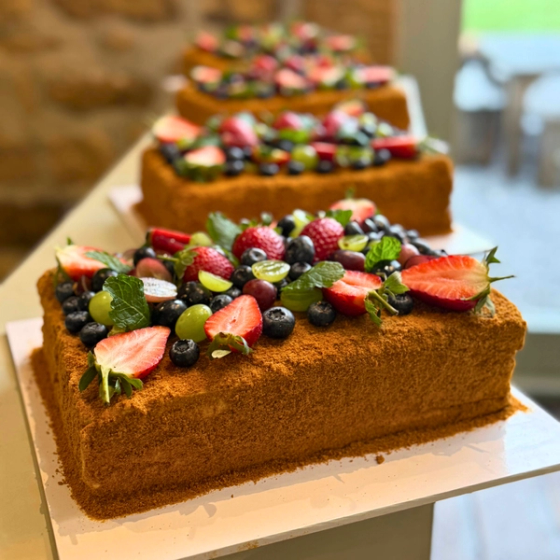 Fresh Berry Wedding Cake Leeds with real honey