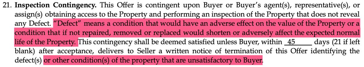 They can terminate for vague defects and any other 'unsatisfactory' conditions